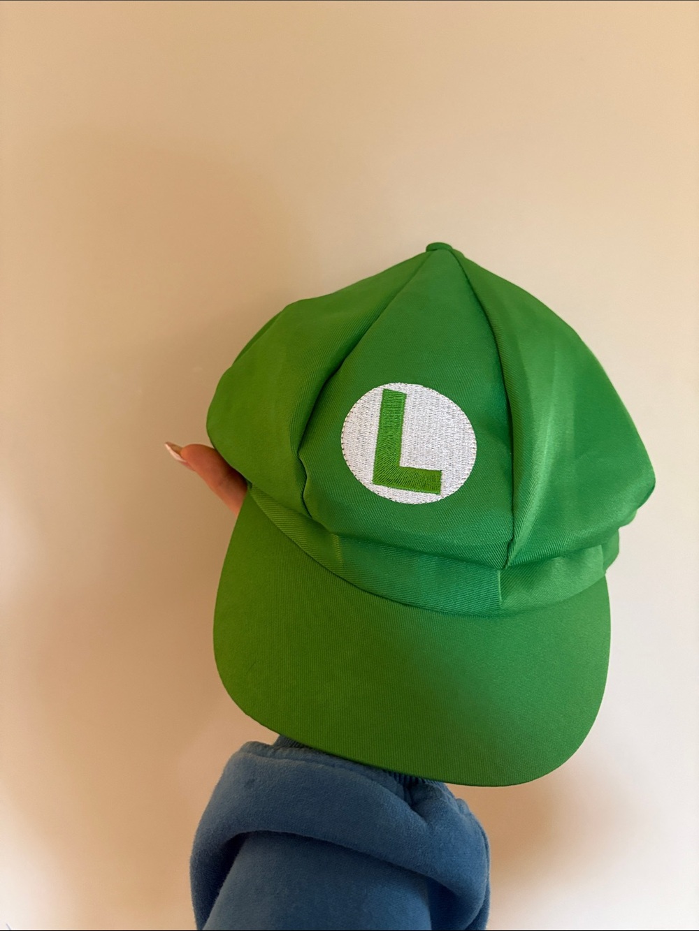 Nintendo Green Luigi-Style Kids Costume Cap with White 'L' Patch